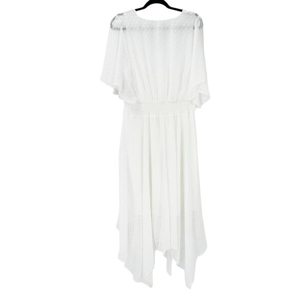 Signature by Robbie Bee Chiffon Textured Fit & Flare Midi Dress White S NWOT - Picture 5 of 11
